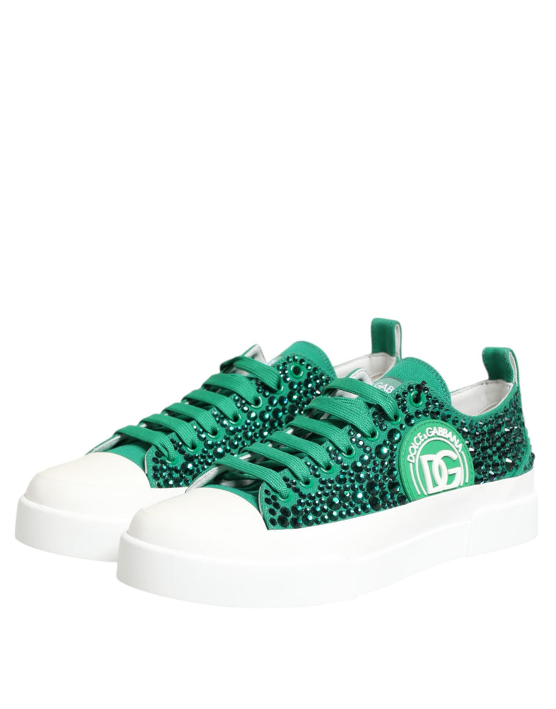 Green Portofino Crystal DG Logo Sneakers Shoes Dolce & Gabbana