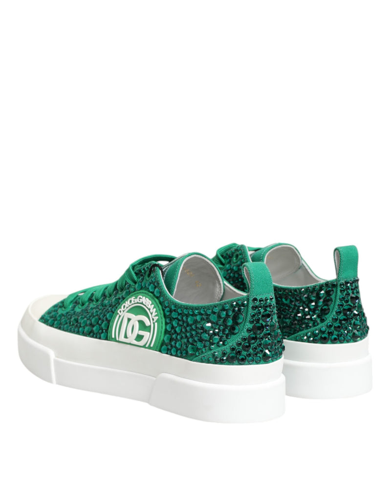 Green Portofino Crystal DG Logo Sneakers Shoes Dolce & Gabbana