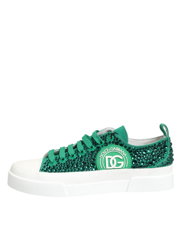 Green Portofino Crystal DG Logo Sneakers Shoes Dolce & Gabbana
