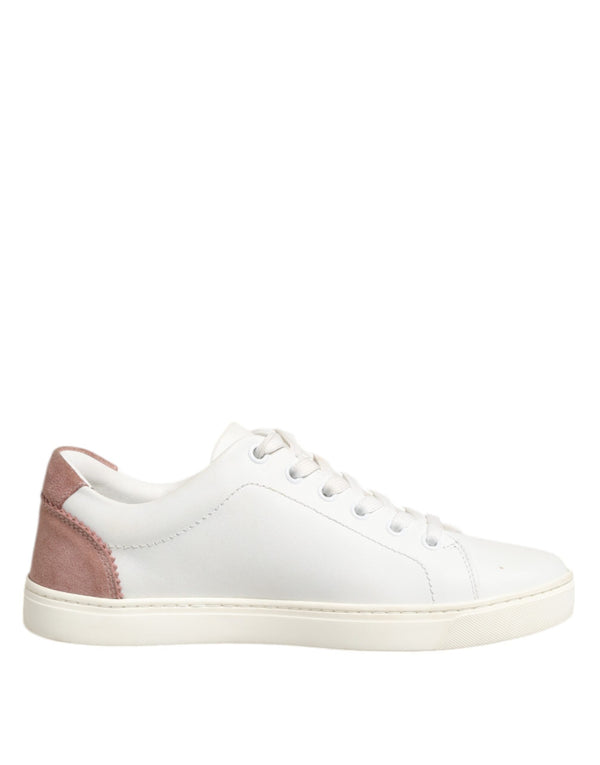 White Pink Leather Low Top Sneakers Shoes Dolce & Gabbana