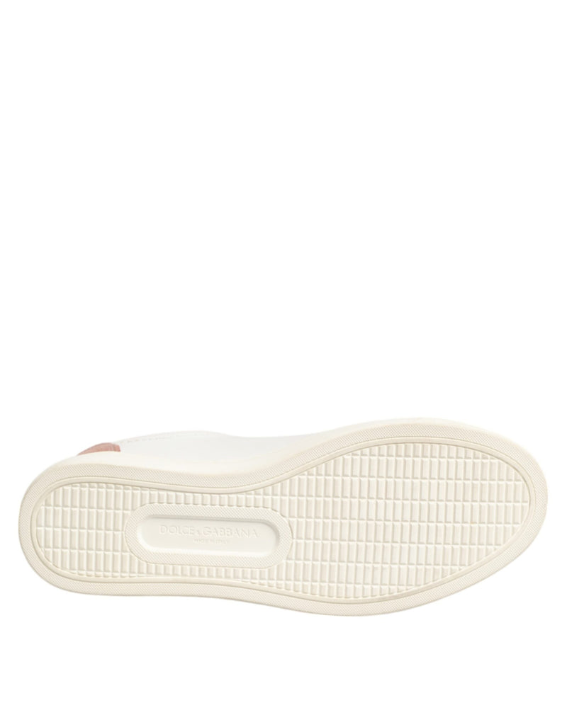 White Pink Leather Low Top Sneakers Shoes Dolce & Gabbana