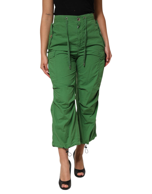 Green Cotton High Waist Cargo Trouser Pants Dolce & Gabbana