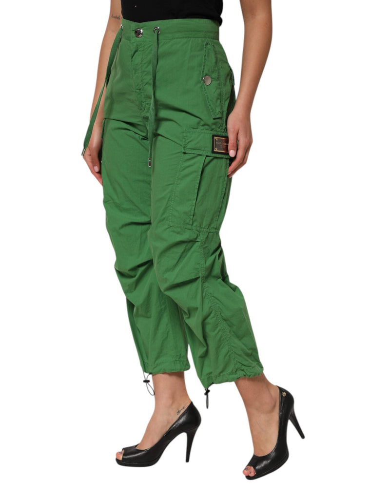 Green Cotton High Waist Cargo Trouser Pants Dolce & Gabbana