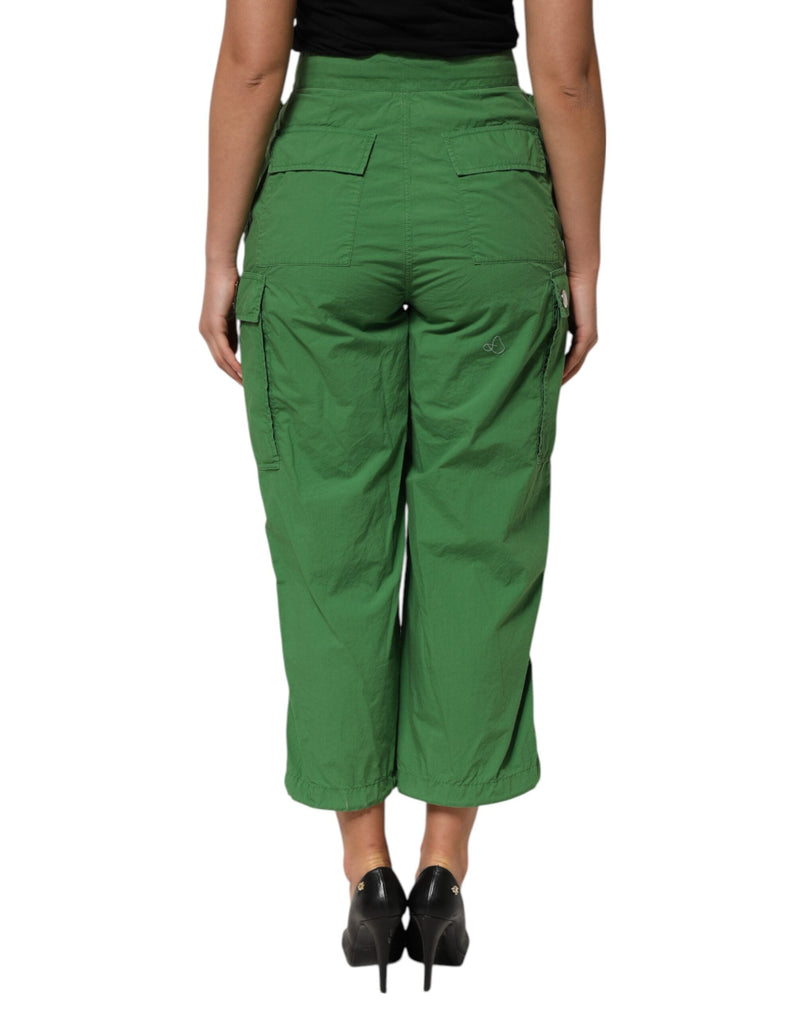 Green Cotton High Waist Cargo Trouser Pants Dolce & Gabbana