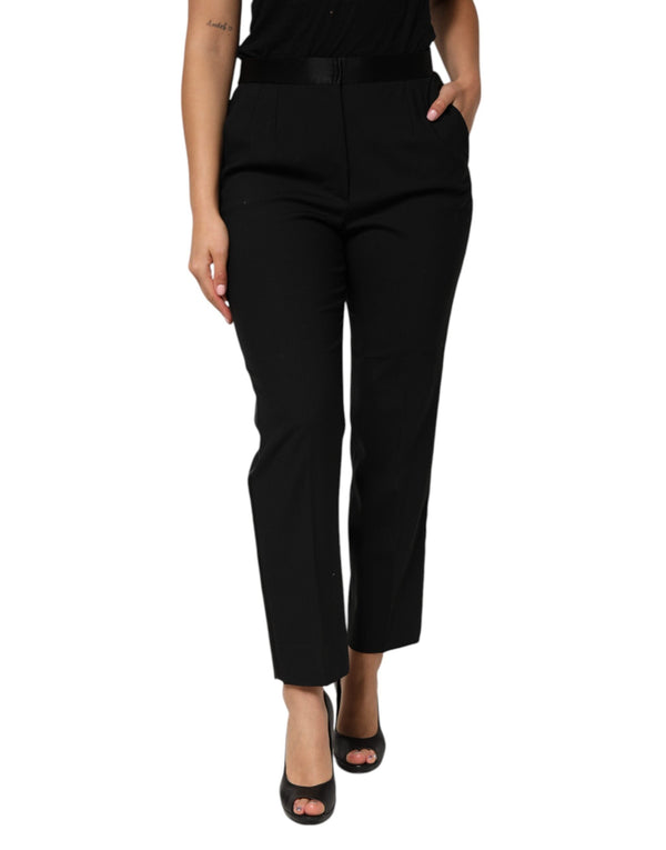 Black Wool HighWaist Tapered Trouser Pants Dolce & Gabbana