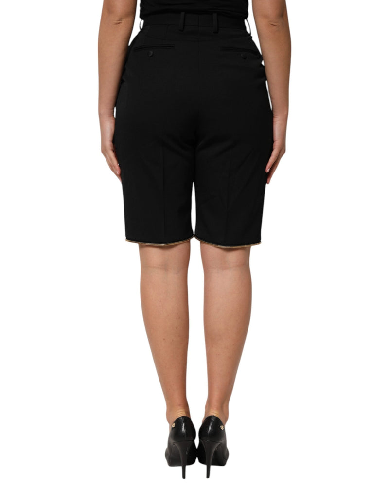 Black Zip Detailed Wool Straight Leg Pants Dolce & Gabbana