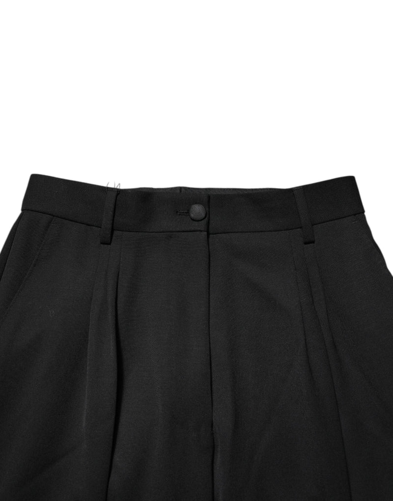 Black Zip Detailed Wool Straight Leg Pants Dolce & Gabbana