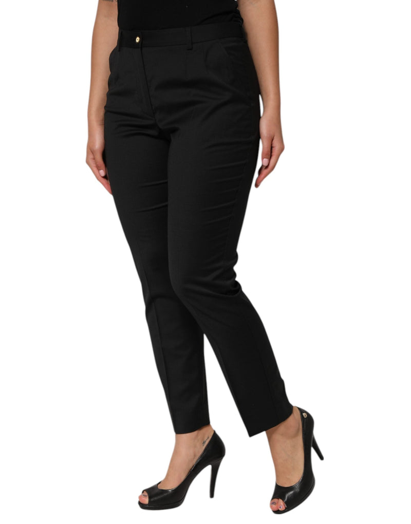 Black Polyester Tapered Women Trouser Pants Dolce & Gabbana