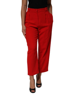 Red HighWaist Straight Women Trouser Pants Dolce & Gabbana