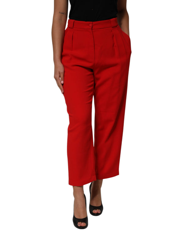 Red HighWaist Straight Women Trouser Pants Dolce & Gabbana