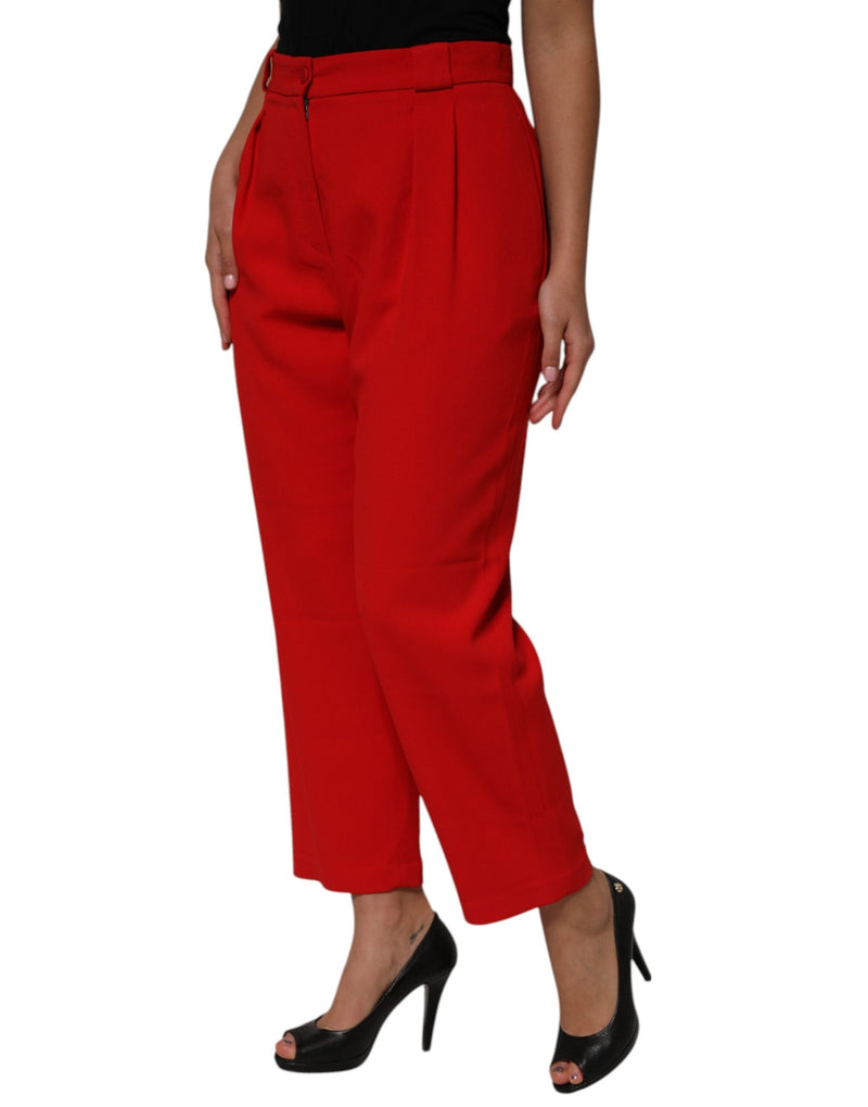 Red HighWaist Straight Women Trouser Pants Dolce & Gabbana