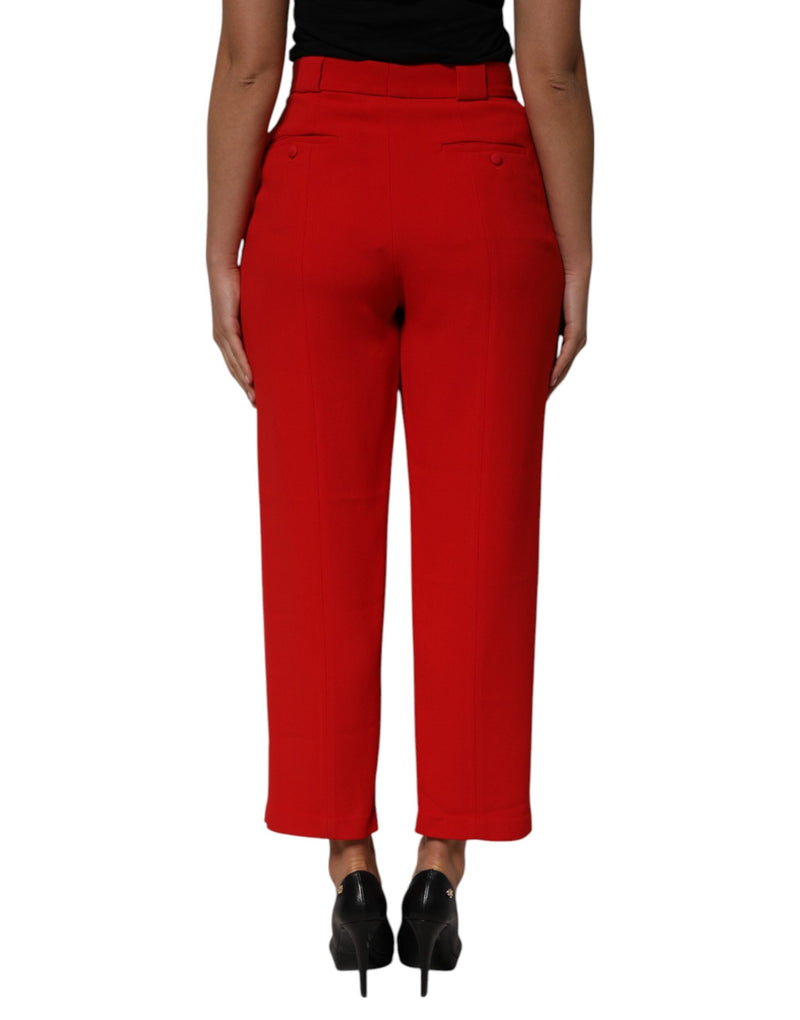 Red HighWaist Straight Women Trouser Pants Dolce & Gabbana