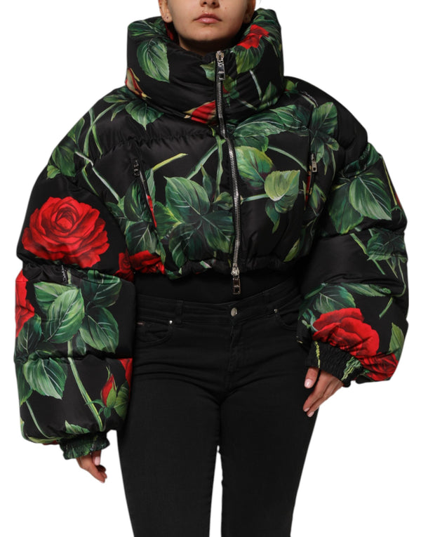 Multicolor Floral Puffer Coat Full Zip Jacket Dolce & Gabbana