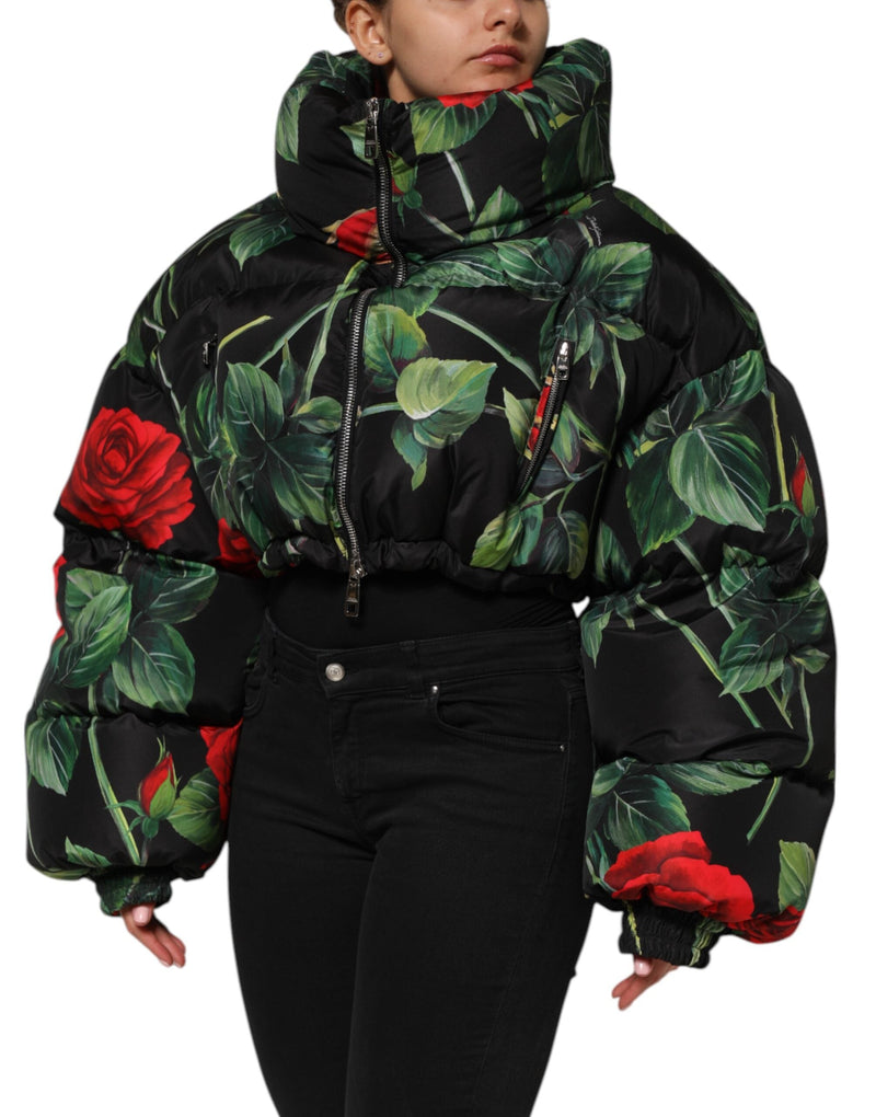 Multicolor Floral Puffer Coat Full Zip Jacket Dolce & Gabbana