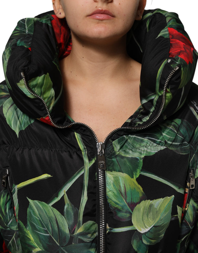 Multicolor Floral Puffer Coat Full Zip Jacket Dolce & Gabbana