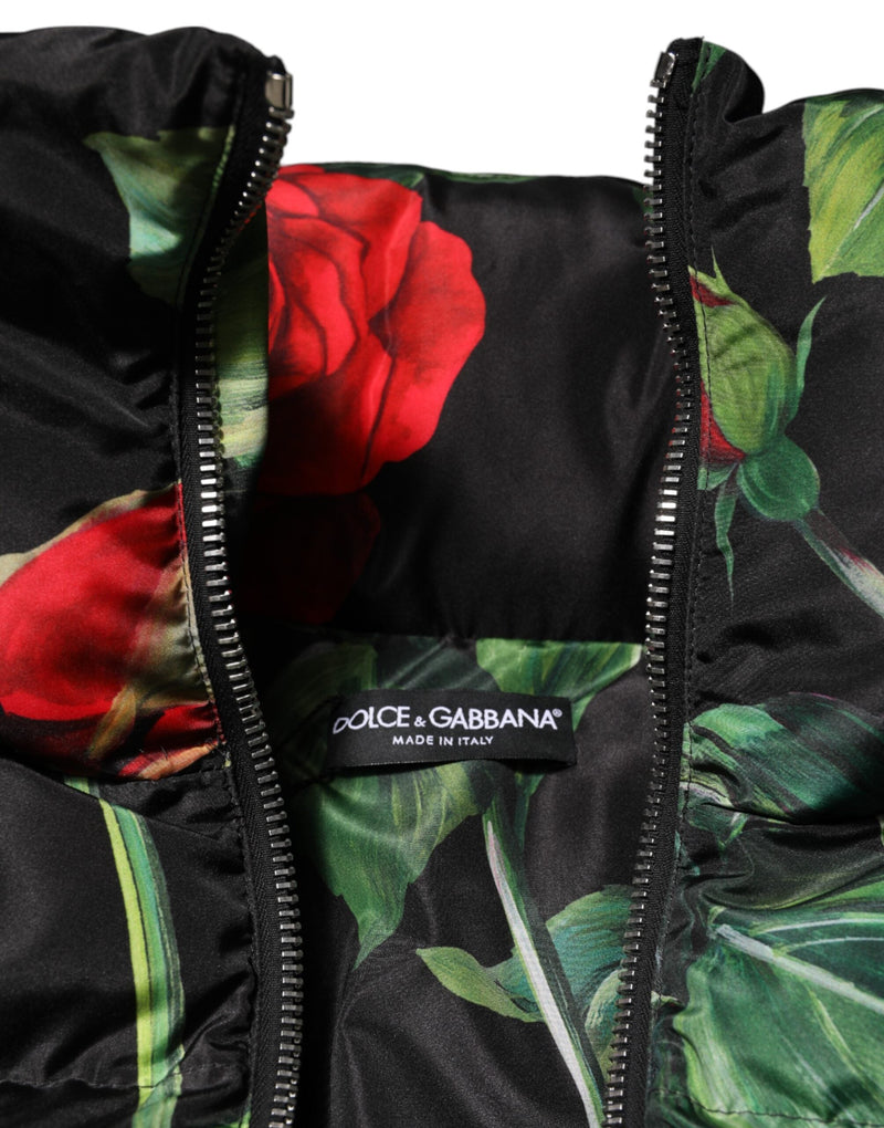 Multicolor Floral Puffer Coat Full Zip Jacket Dolce & Gabbana