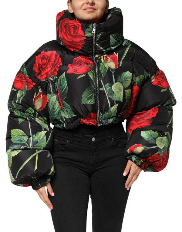Multicolor Floral Puffer Coat Full Zip Jacket Dolce & Gabbana