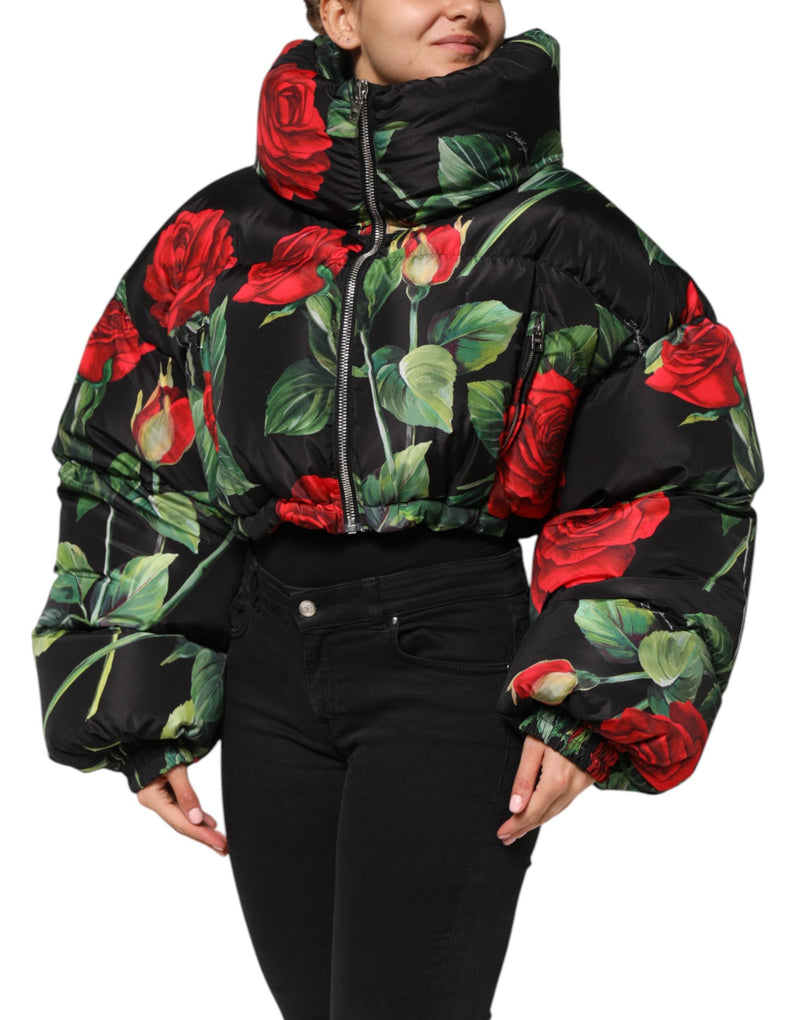 Multicolor Floral Puffer Coat Full Zip Jacket Dolce & Gabbana