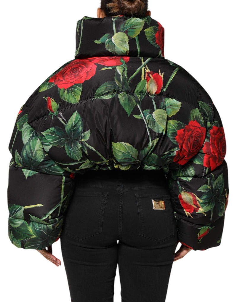 Multicolor Floral Puffer Coat Full Zip Jacket Dolce & Gabbana