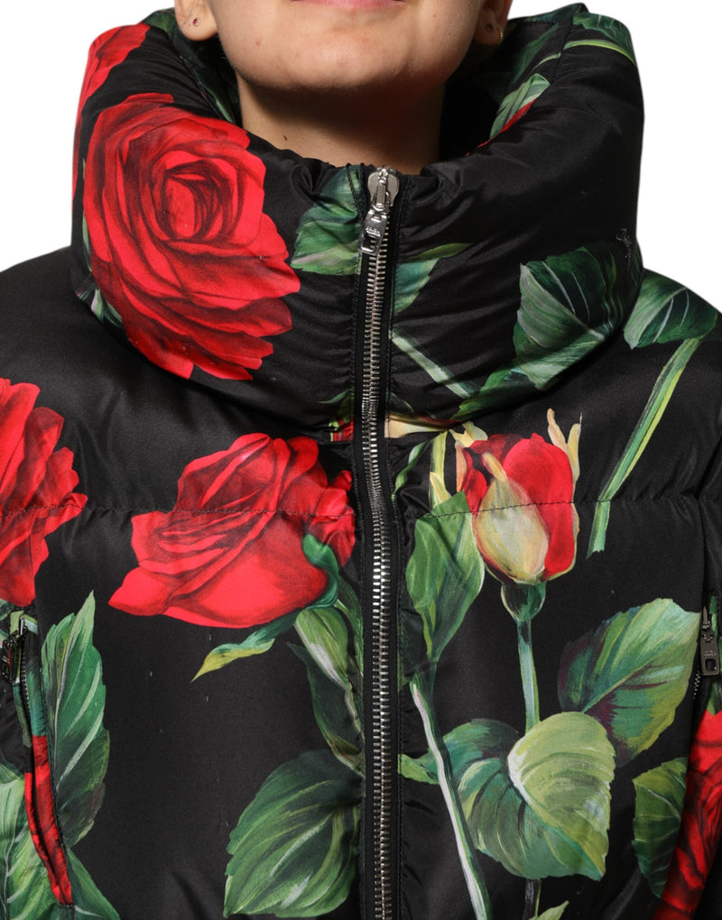 Multicolor Floral Puffer Coat Full Zip Jacket Dolce & Gabbana