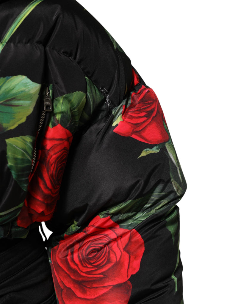 Multicolor Floral Puffer Coat Full Zip Jacket Dolce & Gabbana