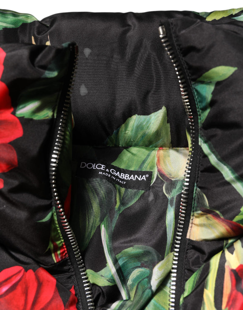 Multicolor Floral Puffer Coat Full Zip Jacket Dolce & Gabbana
