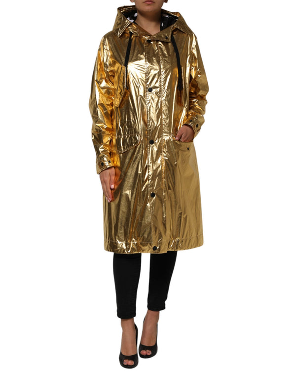 Gold Hooded Long Sleeves Trench Coat Jacket Dolce & Gabbana