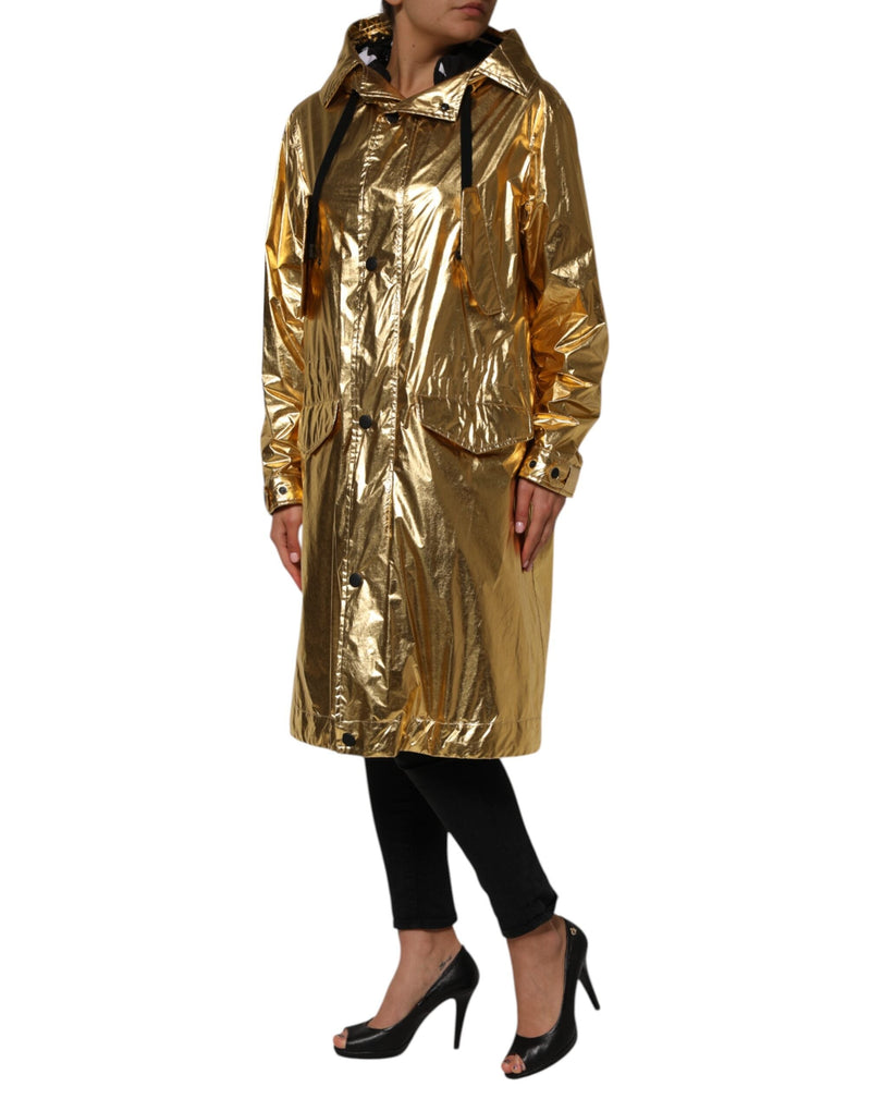 Gold Hooded Long Sleeves Trench Coat Jacket Dolce & Gabbana