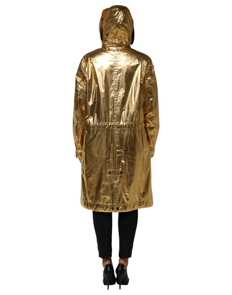 Gold Hooded Long Sleeves Trench Coat Jacket Dolce & Gabbana