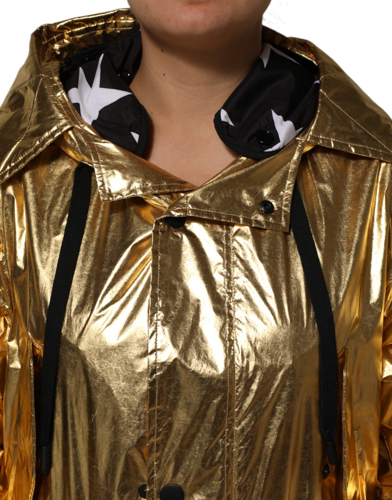 Gold Hooded Long Sleeves Trench Coat Jacket Dolce & Gabbana