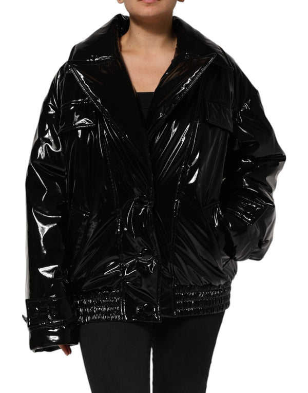 Polyester Black Quilted Puffer Coat  Jacket Dolce & Gabbana