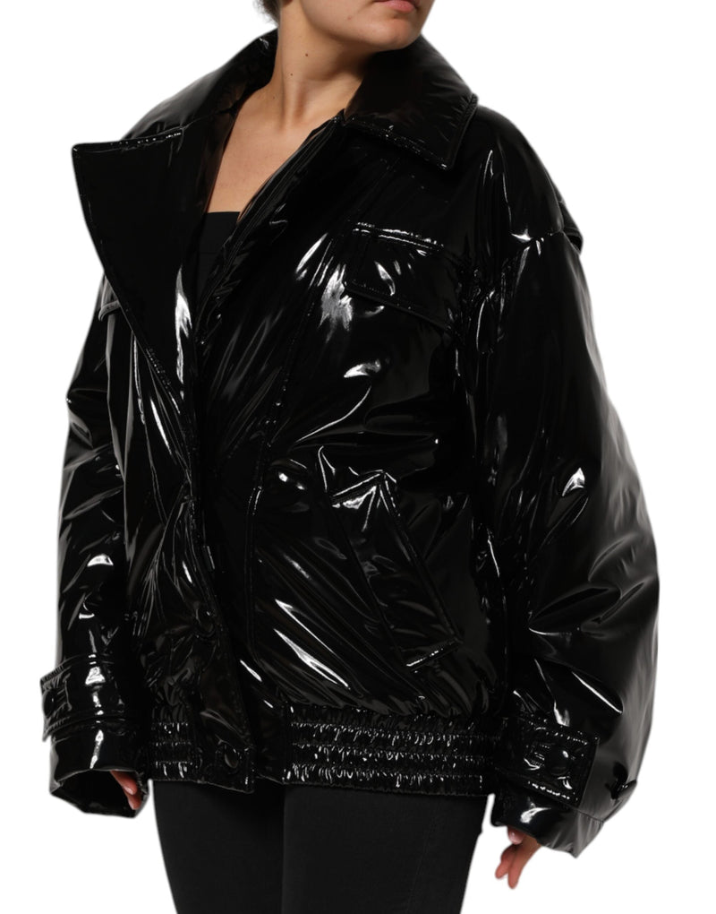 Polyester Black Quilted Puffer Coat  Jacket Dolce & Gabbana