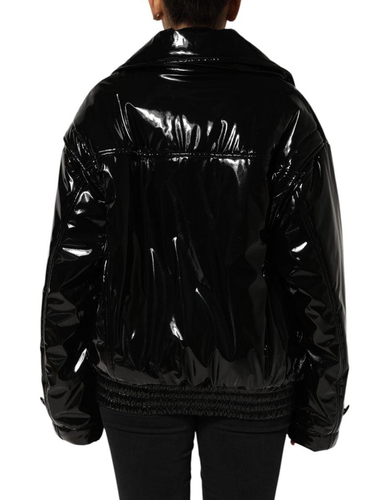 Polyester Black Quilted Puffer Coat  Jacket Dolce & Gabbana