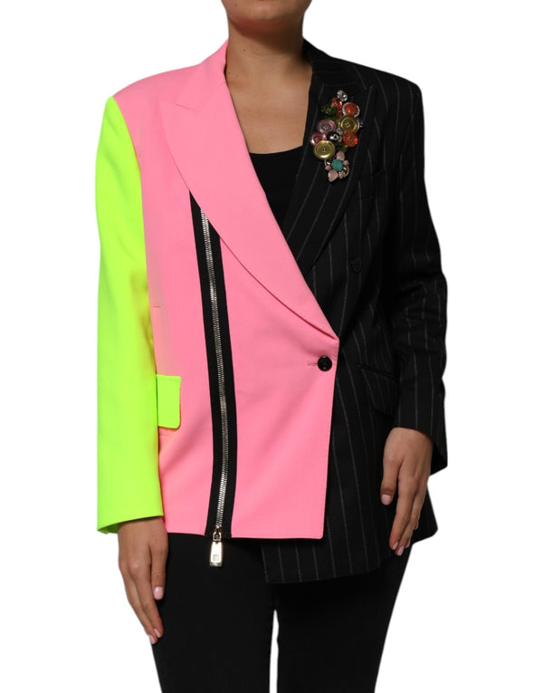 Multicolor Patchwork Embellished Coat Jacket Dolce & Gabbana