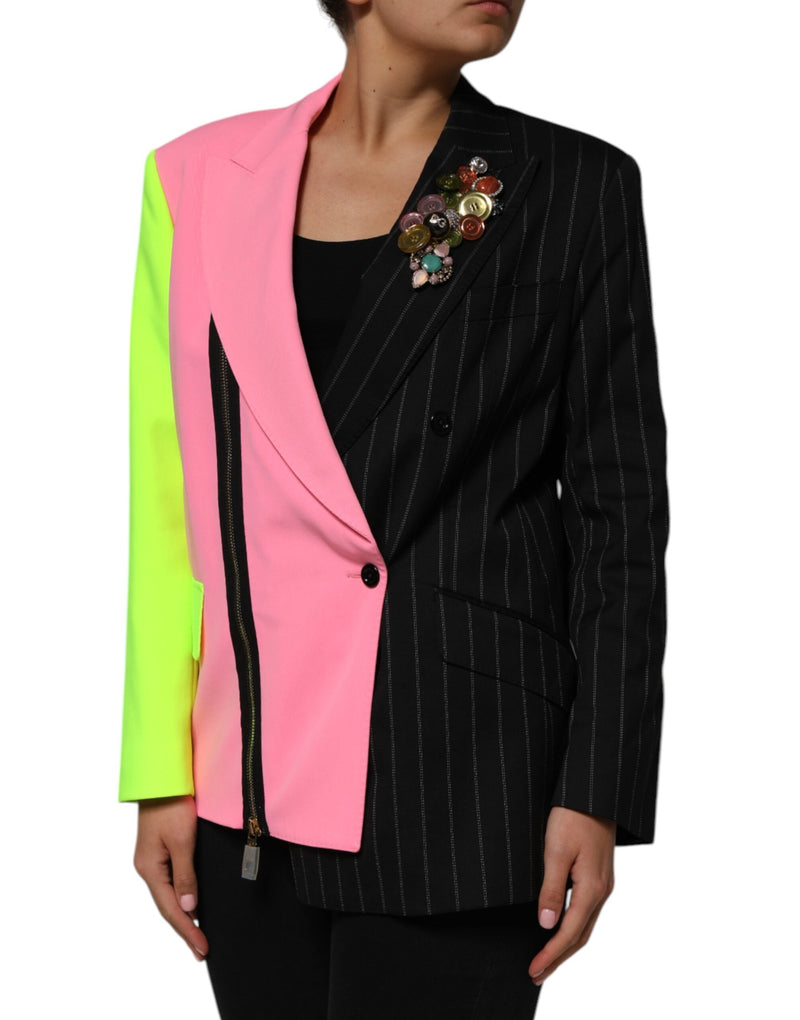 Multicolor Patchwork Embellished Coat Jacket Dolce & Gabbana
