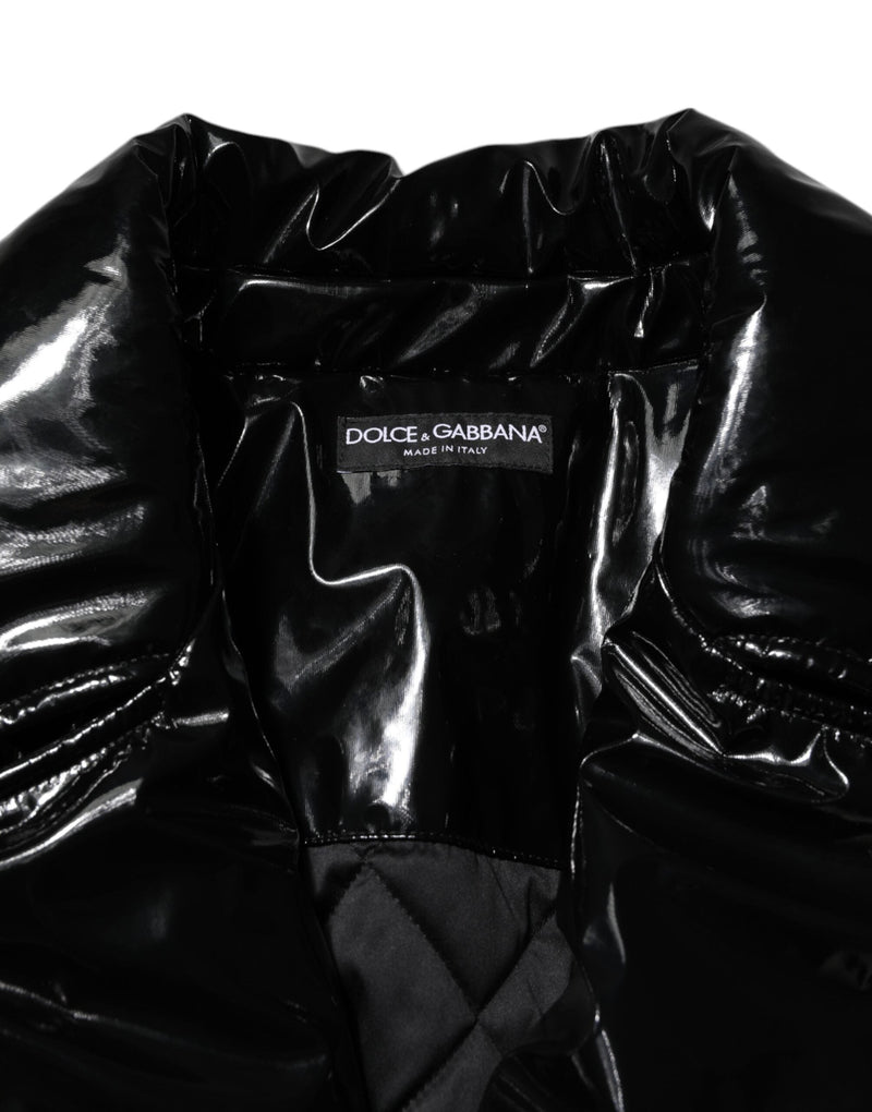 Black Polyester Quilted Puffer Coat Jacket Dolce & Gabbana