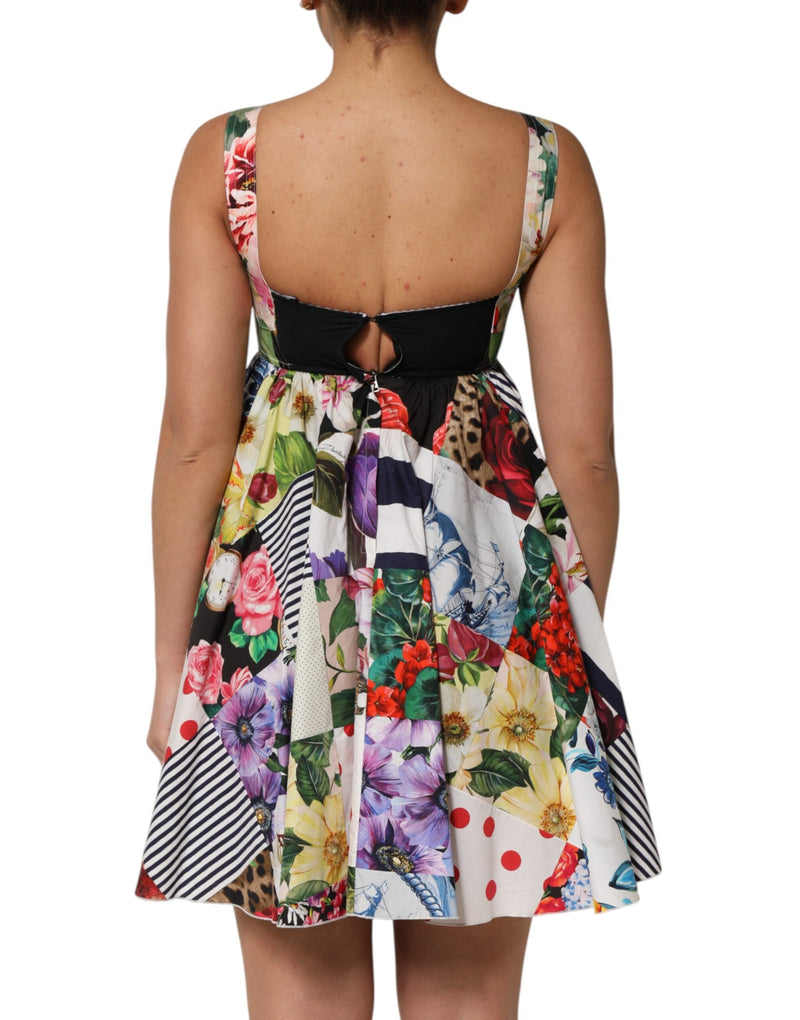 Multicolor Patchwork Cotton AlineMini Dress Dolce & Gabbana