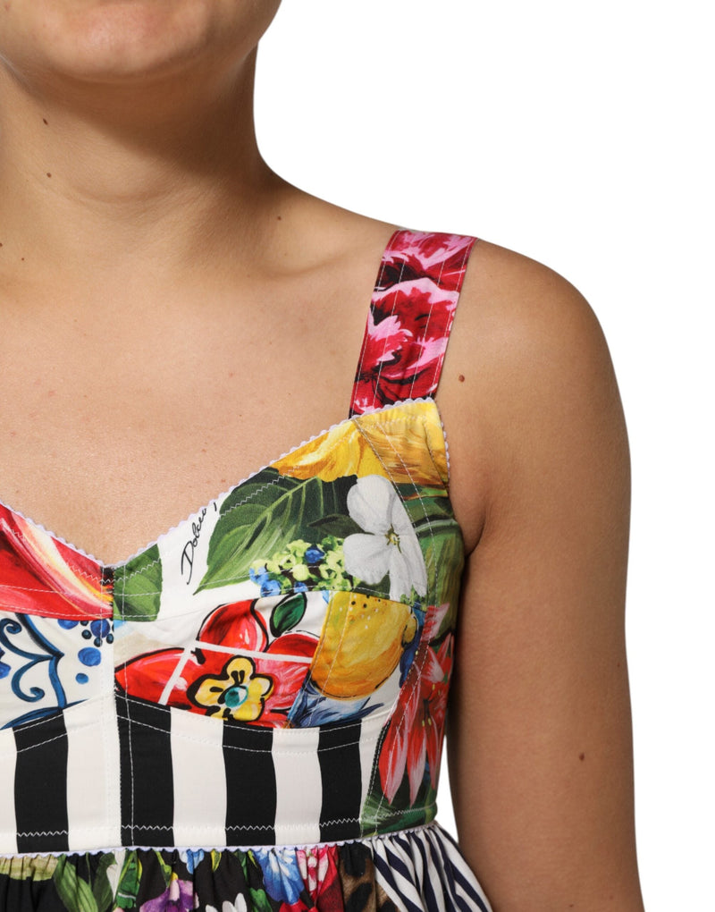 Multicolor Patchwork Cotton AlineMini Dress Dolce & Gabbana