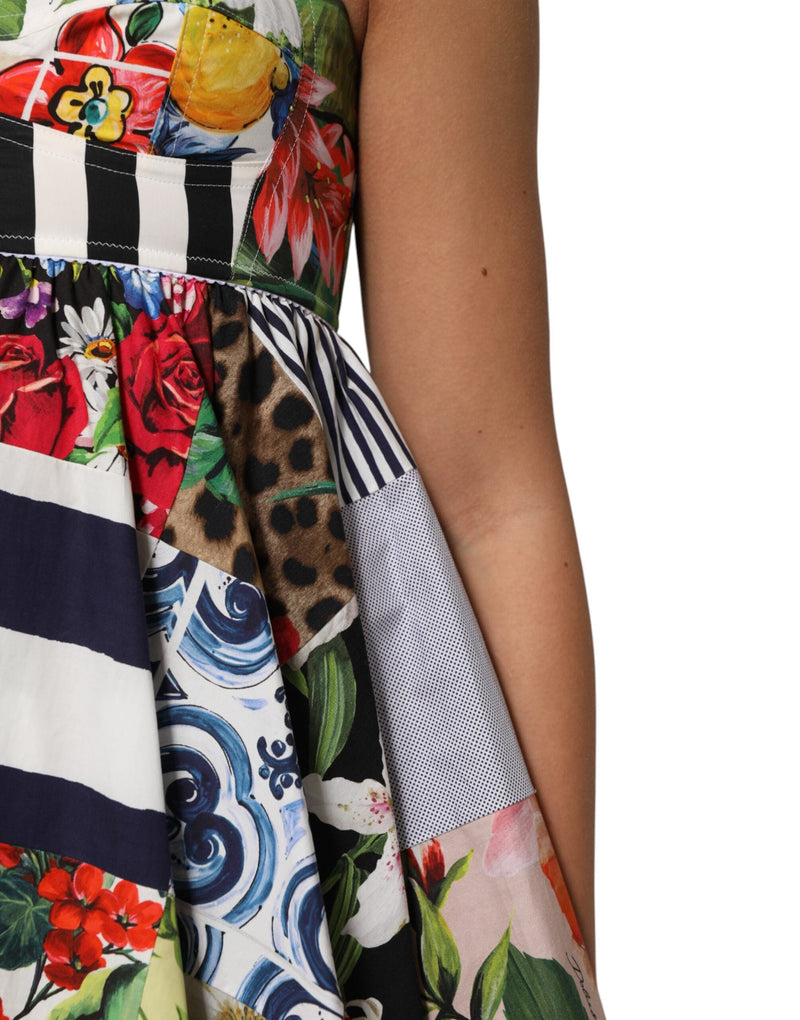 Multicolor Patchwork Cotton AlineMini Dress Dolce & Gabbana