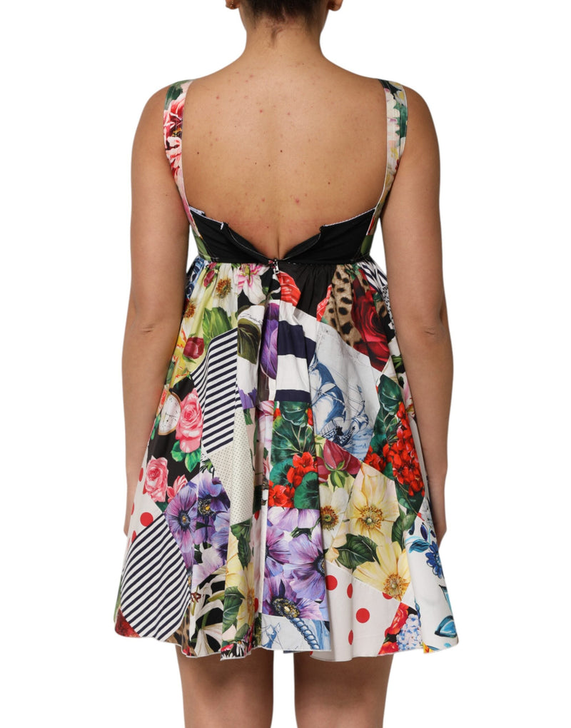 Multicolor Patchwork Cotton AlineMini Dress Dolce & Gabbana