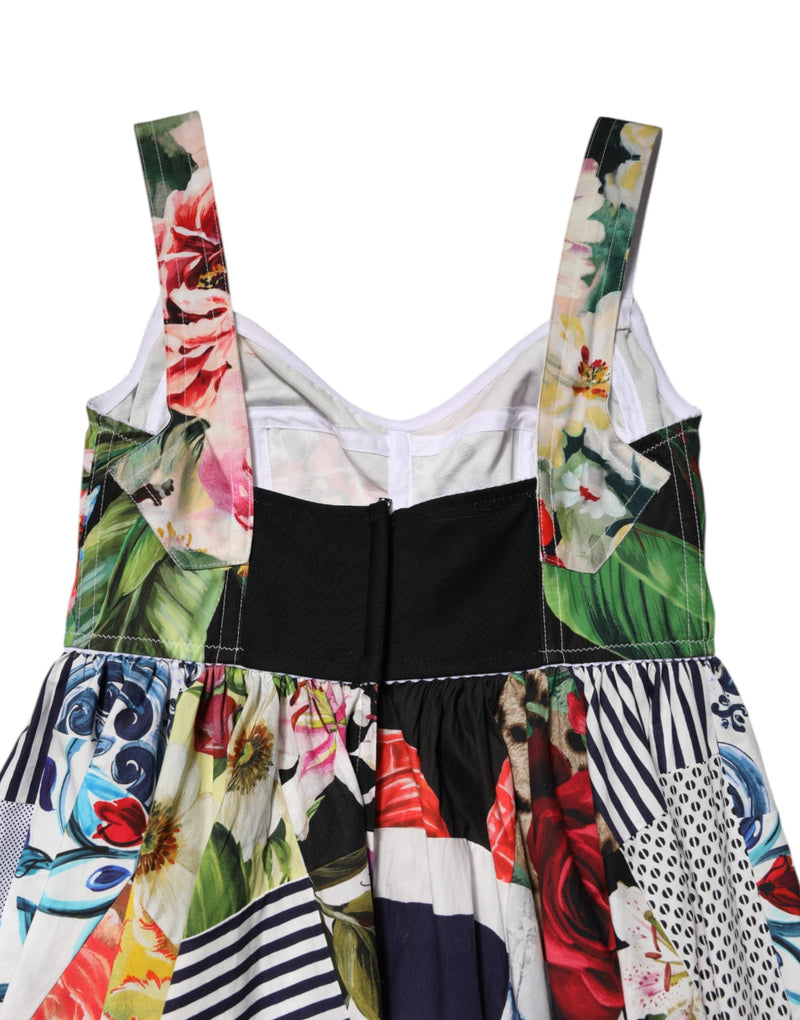 Multicolor Patchwork Cotton AlineMini Dress Dolce & Gabbana