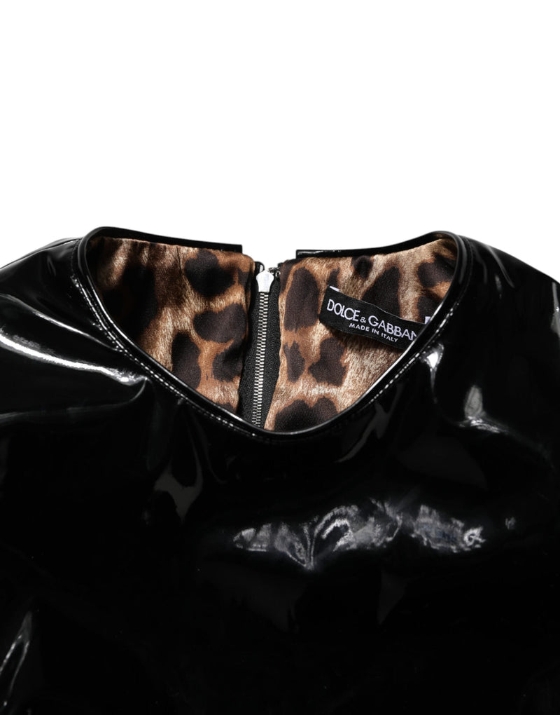 Black Bodycon Sheath Puff Sleeve Mini Dress Dolce & Gabbana
