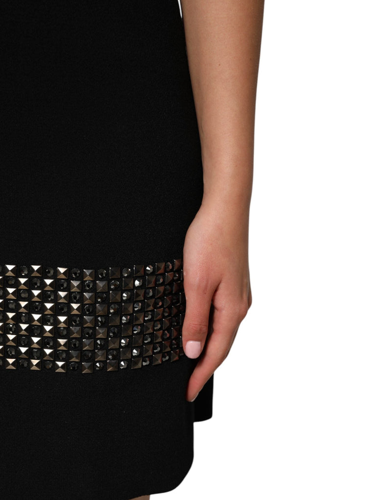 Black Crystal Embellished Collared Mini Dress Dolce & Gabbana