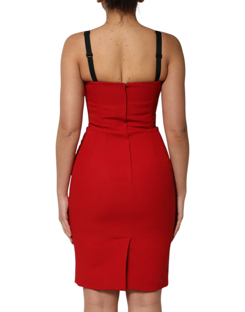 Red Stretch Bodycon Sheath Knee Length Dress Dolce & Gabbana