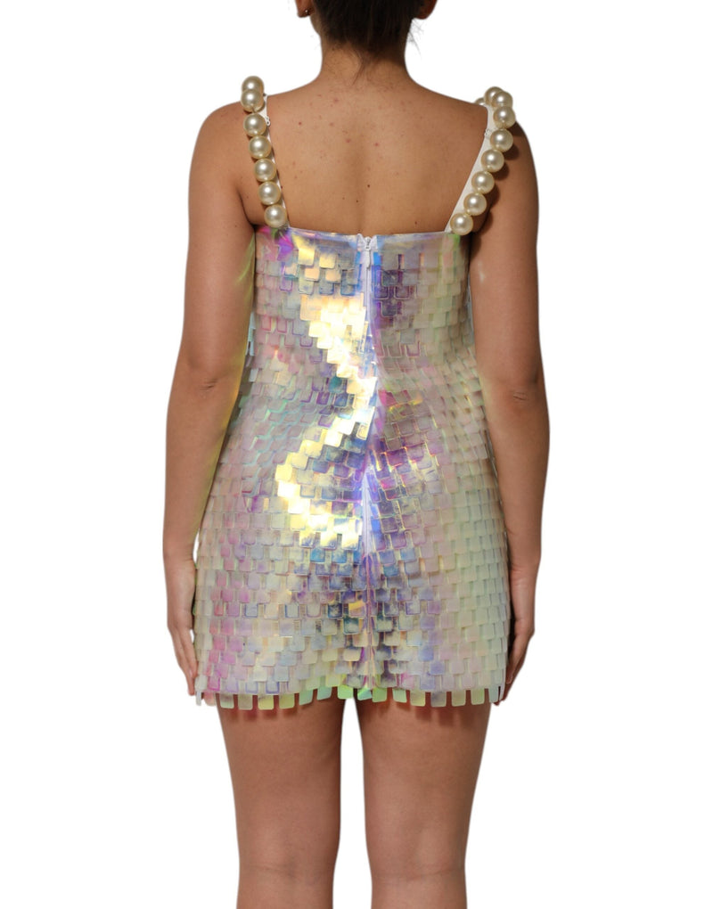 Multicolor Sequin Holographic Mini  Dress Dolce & Gabbana