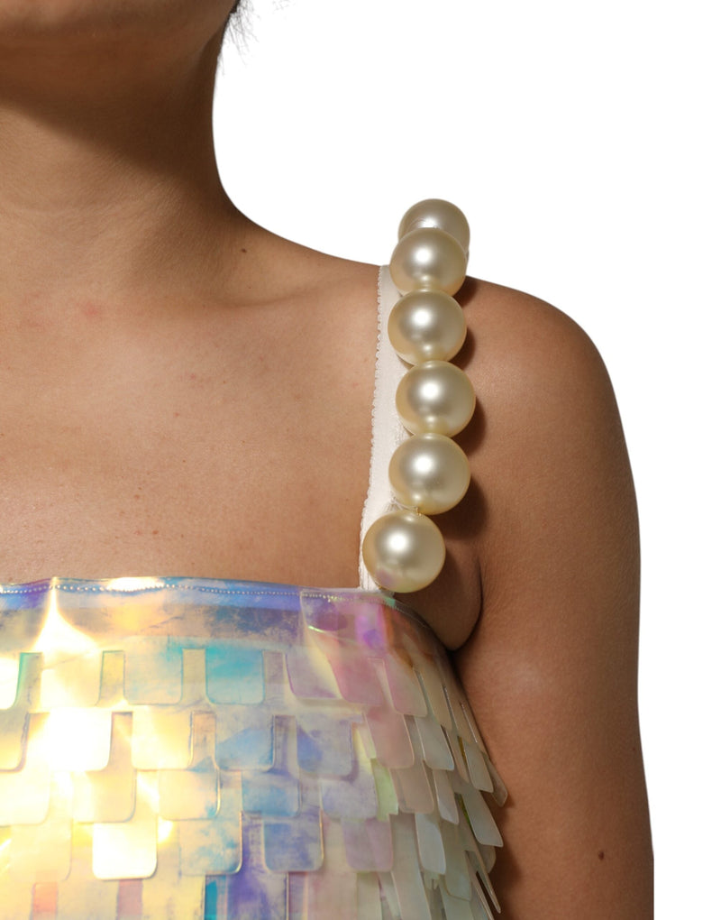 Multicolor Sequin Holographic Mini  Dress Dolce & Gabbana