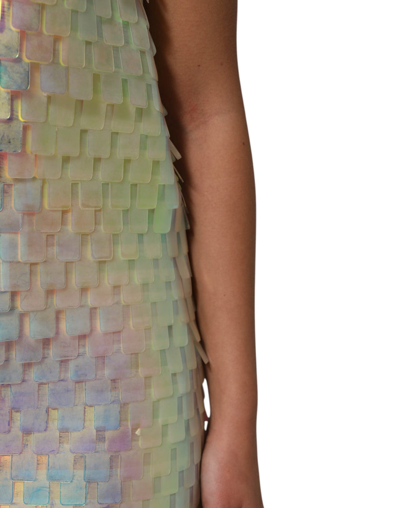 Multicolor Sequin Holographic Mini  Dress Dolce & Gabbana