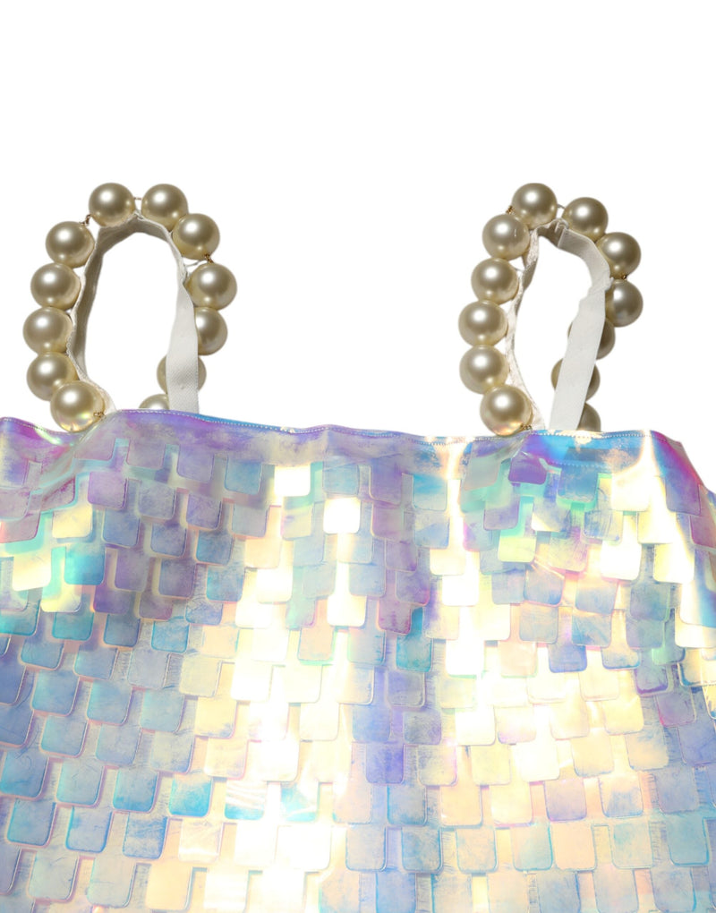 Multicolor Sequin Holographic Mini  Dress Dolce & Gabbana