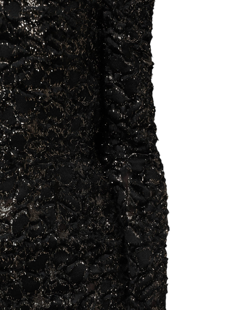 Black Sequin Bouclé Tweed Sheath Dress Dolce & Gabbana