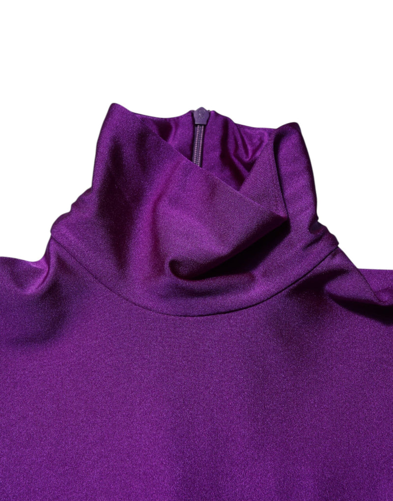 Purple Nylon Turtleneck Bodycon Jumpsuit Dress Dolce & Gabbana